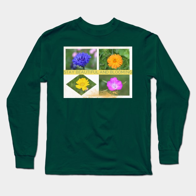 Stay Beautiful and Blooming Photo Collage Long Sleeve T-Shirt by Christine aka stine1